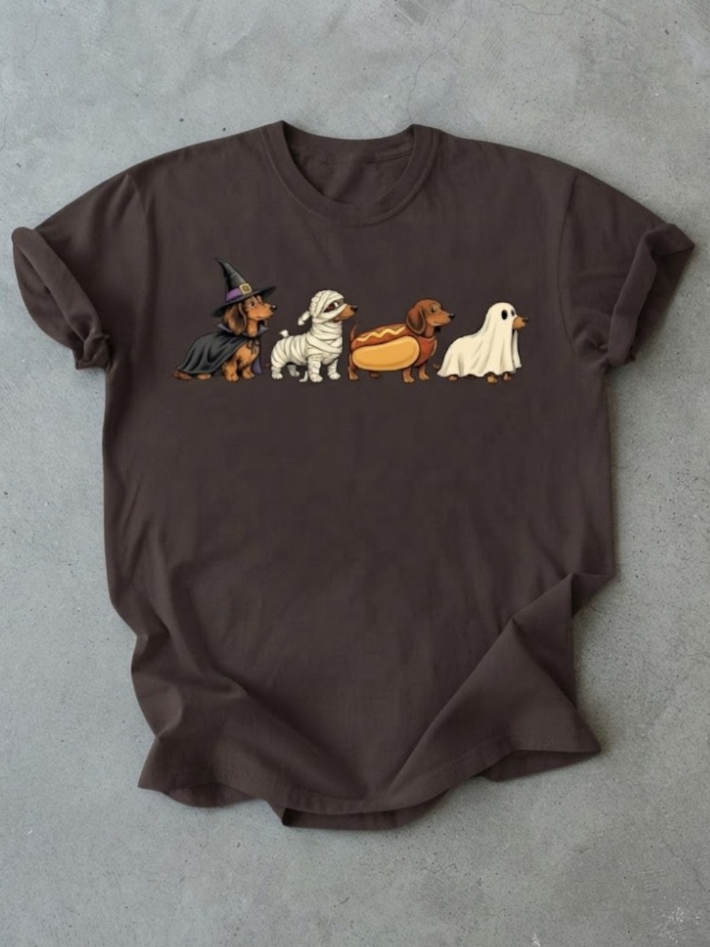 Spooky Dachshund Dog Halloween Costume Graphic Gildan T-Shirt
